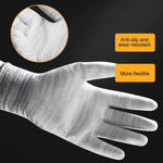 10 Pairs Striped PU Coated Palm Anti-static Labor Protection Gloves Random Color Delivery, S, M, L