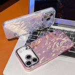 Plating Foil-like Metallic Texture Wristband Holder TPU Phone Case with Lens Film, For iPhone 13