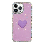 Flash Rhinestone Double-sided IMD Love Heart Phone Case, For iPhone 16 Pro Max, For iPhone 16 Pro, For iPhone 16 Plus, For iPhone 16, For iPhone 15 Pro Max