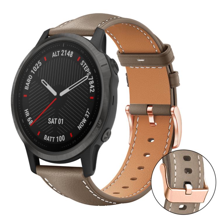 xDfind Rose Gold Buckle Black Shark Fine Grain Vegan Leather Watch Band, For Garmin Fenix 8/7/6/5 22mm, For Garmin Fenix 8/7S/6S/5S 20mm, For Garmin Forerunner 45 / 45S / Swim 2, For Garmin Forerunner 220/735/735XT/230/235, For Garmin Forerunner 35/30/35j