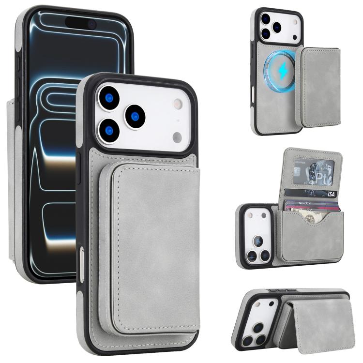 Retro Faux Leather Detachable Magnetic Wallet Bag RFID Blocking Phone Case, For iPhone 17 Pro Max, For iPhone 17 Pro
