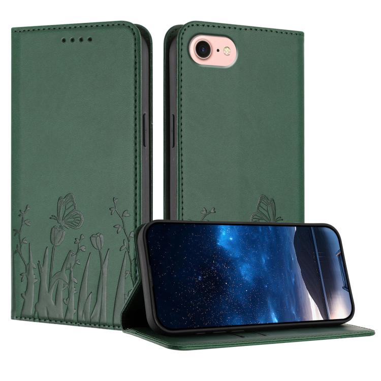 Tulips Butterfly Pattern Magnetic Vegan Leather Phone Case, For iPhone 17e / 16e, For iPhone 17 Pro Max, For iPhone 17 Pro, For iPhone 17