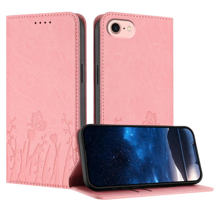 Tulips Butterfly Pattern Magnetic Vegan Leather Phone Case, For iPhone 17e / 16e, For iPhone 17 Pro Max, For iPhone 17 Pro, For iPhone 17