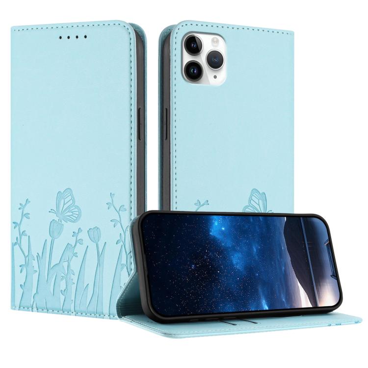 Tulips Butterfly Pattern Magnetic Vegan Leather Phone Case, For iPhone 12 mini, For iPhone 11 Pro Max, For iPhone 11, For iPhone 11 Pro