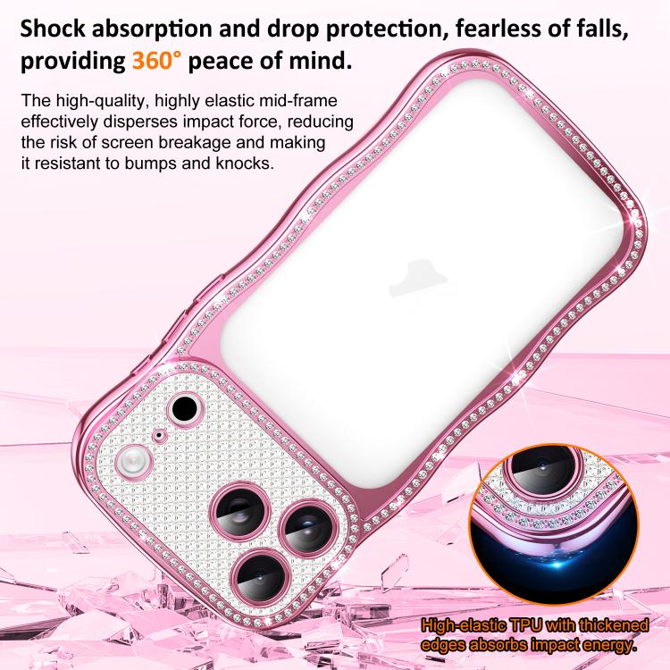 Wave Twisting Star Diamond Shockproof Electroplate TPU Phone Case, For iPhone 17 Pro Max, For iPhone 17 Pro, For iPhone 17, For iPhone 16 Pro Max, For iPhone 16 Pro, For iPhone 16