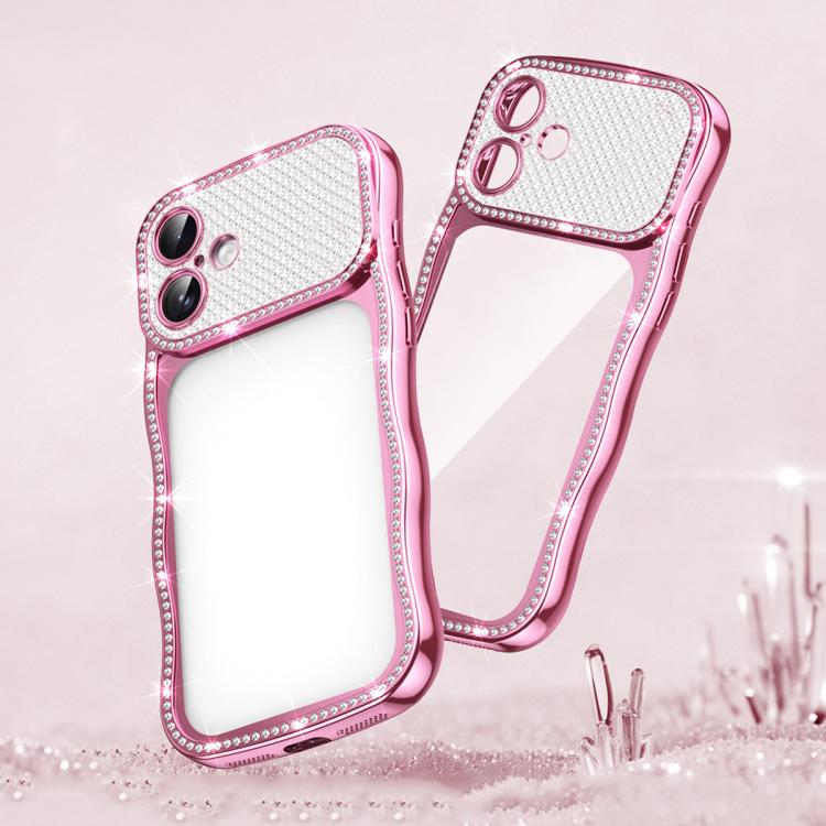 Wave Twisting Star Diamond Shockproof Electroplate TPU Phone Case, For iPhone 17 Pro Max, For iPhone 17 Pro, For iPhone 17, For iPhone 16 Pro Max, For iPhone 16 Pro, For iPhone 16