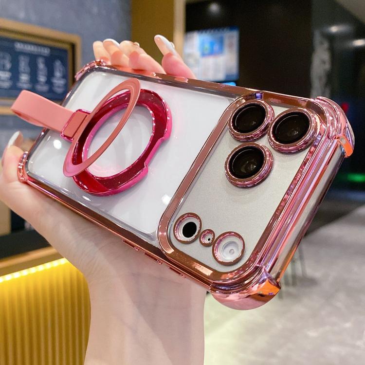 Crystal Shield Ring Holde TPU + Acrylic Magnetic Phone Case, For iPhone 17 Pro Max, For iPhone 17 Pro, For iPhone 17, For iPhone Air, For iPhone 16 Pro Max, For iPhone 16 Pro