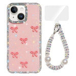 Sparkling IMD Colorful Bow Phone Case with Bracelet, For iPhone 13 Pro, For iPhone 13