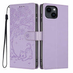 Tree Cat Embossed Flip Vegan Leather Phone Case, For iPhone 15, For iPhone 14 Plus, For iPhone 14, For iPhone 14 Pro, For iPhone 14 Pro Max, For iPhone 13 Pro Max