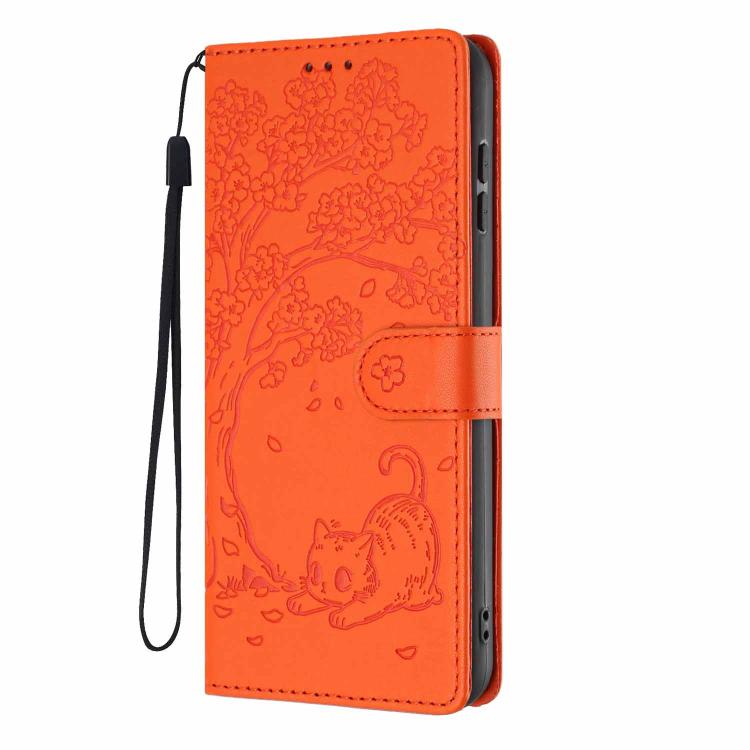 Tree Cat Embossed Flip Vegan Leather Phone Case, For iPhone 14 Pro Max, For iPhone 13 Pro Max, For iPhone 13 Pro, For iPhone 13, For iPhone 12 Pro Max, For iPhone 12 / 12 Pro
