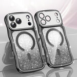 Wavy Frame Star Diamond Electroplate TPU Glitter Magnetic Phone Case, For iPhone 17 Pro Max, For iPhone 17 Pro, For iPhone 17, For iPhone 16 Pro Max, For iPhone 16 Pro, For iPhone 16