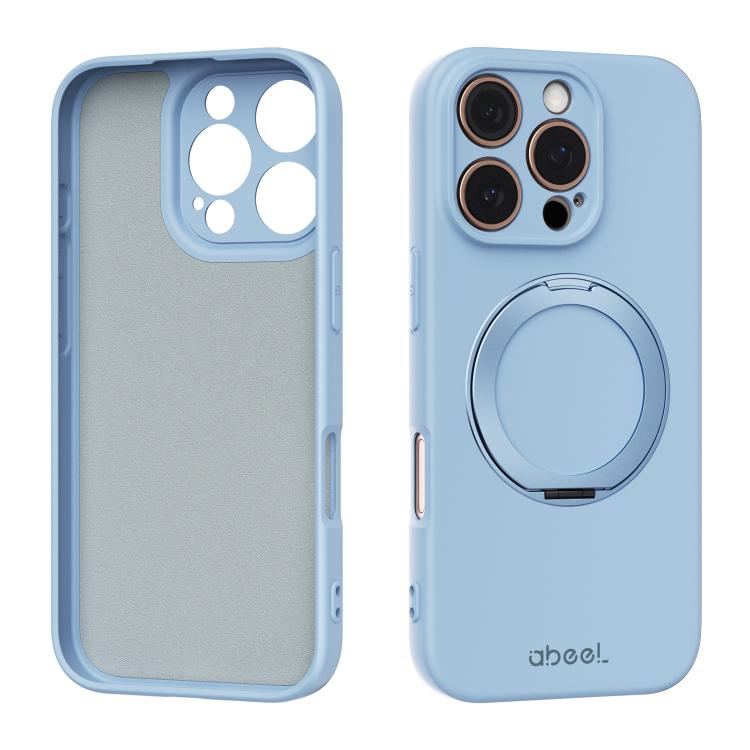 ABEEL Skin-friendly Feel Magnetic Liquid Silicone Phone Case with Holder, For iPhone 17 Pro Max, For iPhone 17 Pro, For iPhone 17, For iPhone 16 Pro Max, For iPhone 16 Pro, For iPhone 16