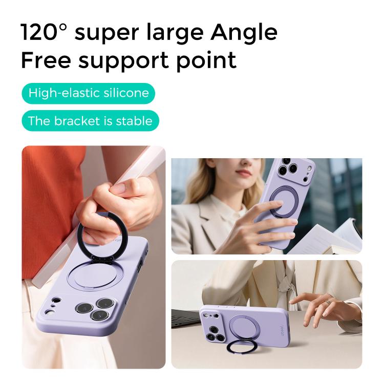 ABEEL Skin-friendly Feel Magnetic Liquid Silicone Phone Case with Holder, For iPhone 17 Pro Max, For iPhone 17 Pro, For iPhone 17, For iPhone 16 Pro Max, For iPhone 16 Pro, For iPhone 16