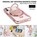 Ultra-thin Rotation Holder Magnetic Plating Vegan Leather Phone Case, For iPhone 12 / 12 Pro, For iPhone 12 Pro Max
