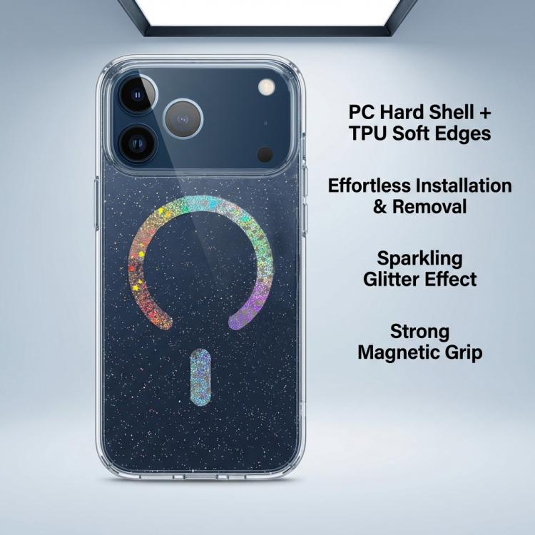 Glitter Magnetic TPU Phone Case, For iPhone 18 Pro / 17 Pro, For iPhone 18 Pro Max / 17 Pro Max