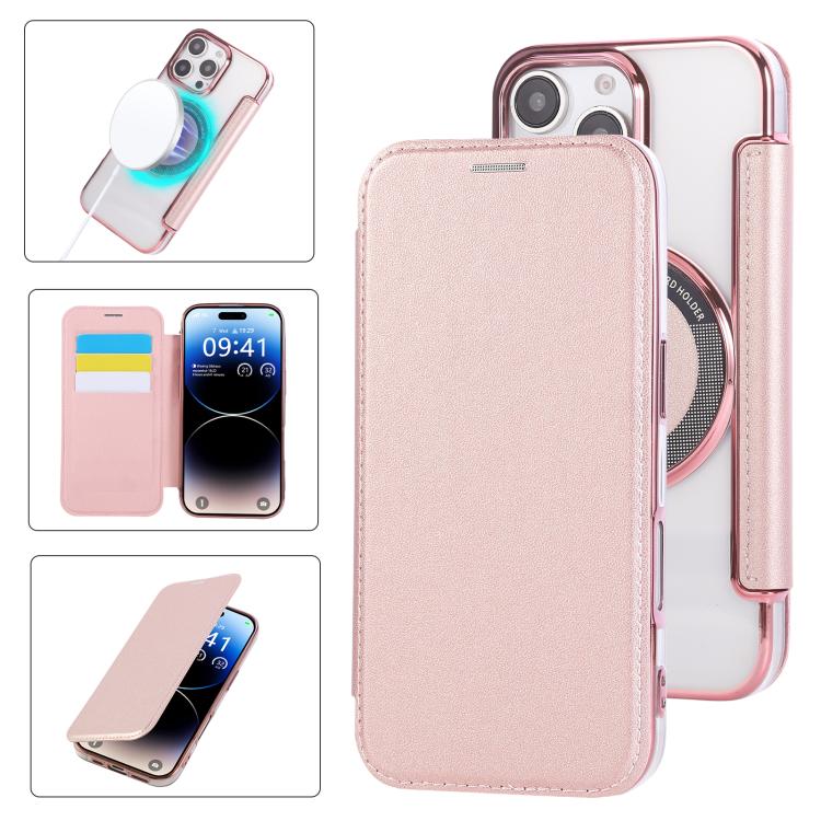 Ultra-thin Magnetic Plating Vegan Leather Phone Case, For iPhone 16 Pro, For iPhone 16 Plus, For iPhone 16, For iPhone 15 Pro Max, For iPhone 15 Pro, For iPhone 15 Plus / 14 Plus