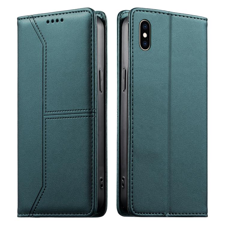 Stitched Line Magnetic RFID Vegan Leather Phone Case, For iPhone X / XS, For iPhone XR, For iPhone XS Max, For iPhone 8 Plus / 7 Plus