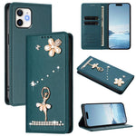 Ballet Girl Diamond Studded RFID Vegan Leather Phone Case, For iPhone 13 Pro, For iPhone 12 / 12 Pro, For iPhone 12 Pro Max, For iPhone 11 Pro Max, For iPhone 11, For iPhone 11 Pro