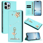 Ballet Girl Diamond Studded RFID Vegan Leather Phone Case, For iPhone 13 Pro, For iPhone 12 / 12 Pro, For iPhone 12 Pro Max, For iPhone 11 Pro Max, For iPhone 11, For iPhone 11 Pro
