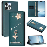 Ballet Girl Diamond Studded RFID Vegan Leather Phone Case, For iPhone 13 Pro, For iPhone 12 / 12 Pro, For iPhone 12 Pro Max, For iPhone 11 Pro Max, For iPhone 11, For iPhone 11 Pro