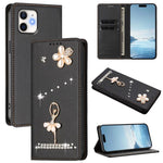 Ballet Girl Diamond Studded RFID Vegan Leather Phone Case, For iPhone 13 Pro, For iPhone 12 / 12 Pro, For iPhone 12 Pro Max, For iPhone 11 Pro Max, For iPhone 11, For iPhone 11 Pro
