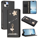 Ballet Girl Diamond Studded RFID Vegan Leather Phone Case, For iPhone 16 Pro, For iPhone 16 Plus, For iPhone 16, For iPhone 15 Pro Max, For iPhone 15 Pro, For iPhone 15 Plus