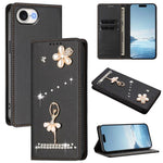 Ballet Girl Diamond Studded RFID Vegan Leather Phone Case, For iPhone 17e / 16e, For iPhone 17 Pro Max, For iPhone 17 Pro, For iPhone 17, For iPhone Air, For iPhone 16 Pro Max