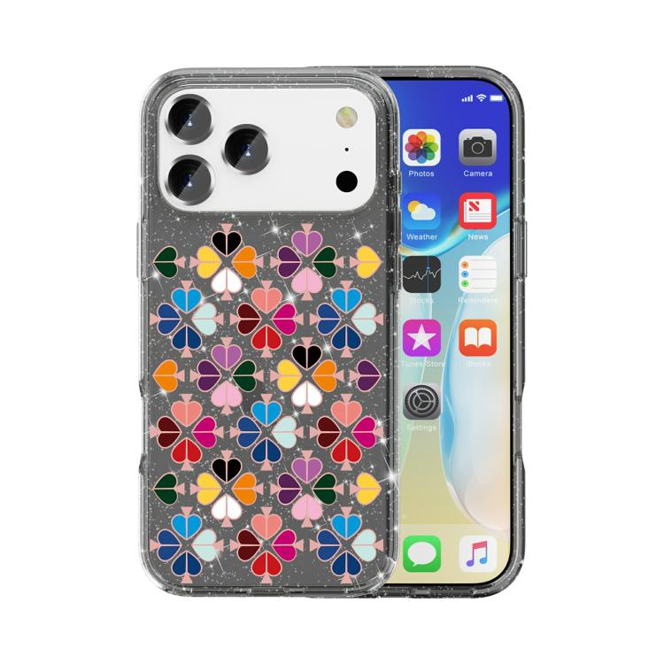Glittering Crystal Red Heart Pattern Phone Case, For iPhone 17 Pro Max, For iPhone 17 Pro