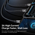 ROCK RCB0790 1.2m 3-in-1 USB to 8 Pin + Type-C + Micro USB Metal Braided Charging Cable, RCB0790