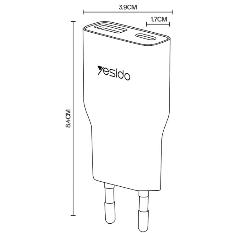 Yesido YC112 Ultra-thin 20W Dual-port PD QC Fast Charger, YC112