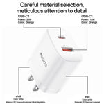 Yesido YC19U PD20W USB-C / Type-C and QC18W USB-A Dual Ports Charger Set with Type-C to Type-C Cable, YC19U