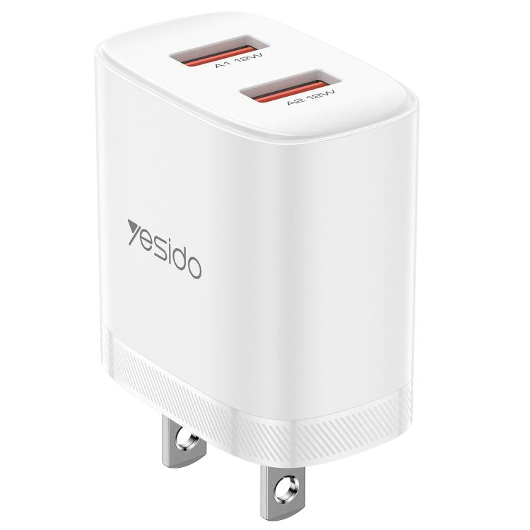 Yesido YC17U 12W 2.4A USB Dual Ports Charger Set with 1m USB to Type-C Data Cable, YC17U