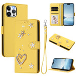 ZS01 Double-Layer Heart Floral Vegan Leather Phone Case with Wrist Strap, For iPhone 13 Pro, For iPhone 12 / 12 Pro, For iPhone 12 Pro Max, For iPhone 11 Pro Max, For iPhone 11, For iPhone 11 Pro