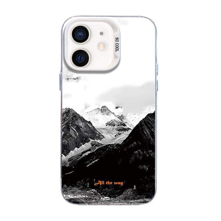 Mountain Pattern Color Silver PC Hybrid TPU Phone Case, For iPhone 12 mini, For iPhone 11 Pro Max, For iPhone 11, For iPhone 11 Pro, For iPhone XS / X, For iPhone XR, For iPhone XS Max, For iPhone 8 Plus / 7 Plus