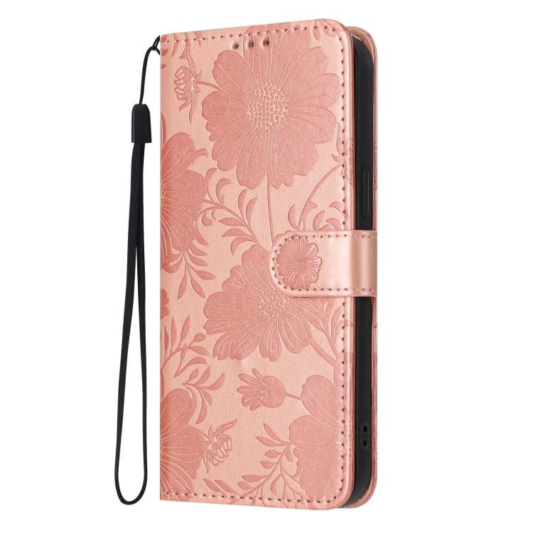 Sunflower Embossed Vegan Leather Phone Case with Small Black Rope, For iPhone 14 Pro Max, For iPhone 13 Pro Max, For iPhone 13 Pro, For iPhone 13, For iPhone 12 / 12 Pro, For iPhone 12 Pro Max, For iPhone 11 Pro Max, For iPhone 11