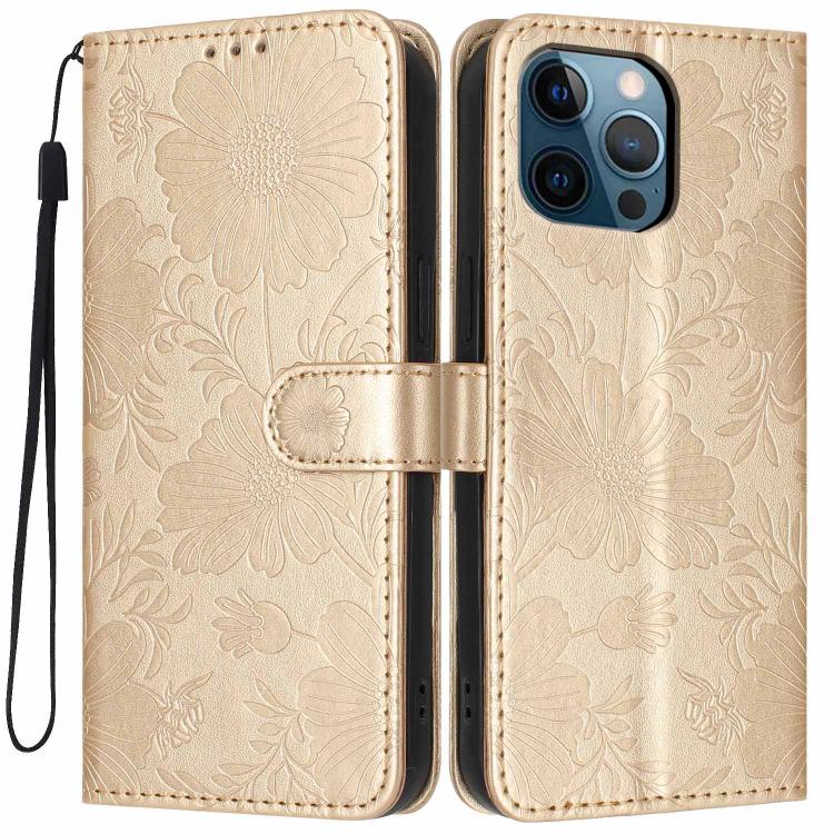 Sunflower Embossed Vegan Leather Phone Case with Small Black Rope, For iPhone 14 Pro Max, For iPhone 13 Pro Max, For iPhone 13 Pro, For iPhone 13, For iPhone 12 / 12 Pro, For iPhone 12 Pro Max, For iPhone 11 Pro Max, For iPhone 11