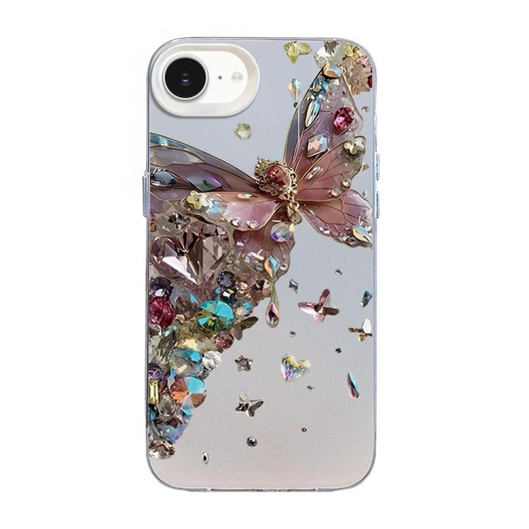 Butterfly Pattern Silver Plating PC Hybrid TPU Phone Case, For iPhone 15, For iPhone 14 Plus, For iPhone 14, For iPhone 14 Pro, For iPhone 14 Pro Max, For iPhone SE 2022 / SE 2020