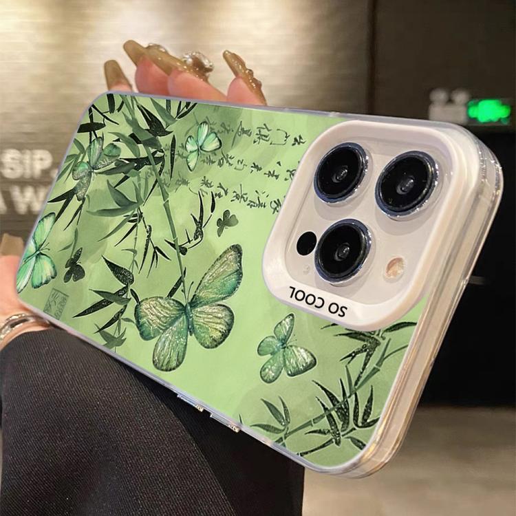 Butterfly Pattern Silver Plating PC Hybrid TPU Phone Case, For iPhone 13 Pro Max, For iPhone 13 Pro, For iPhone 13, For iPhone 13 mini, For iPhone 12 Pro Max, For iPhone 12 Pro