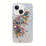 Butterfly Pattern Silver Plating PC Hybrid TPU Phone Case, For iPhone 13 Pro Max, For iPhone 13 Pro, For iPhone 13, For iPhone 13 mini, For iPhone 12 Pro Max, For iPhone 12 Pro