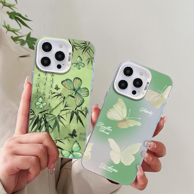 Butterfly Pattern Silver Plating PC Hybrid TPU Phone Case, For iPhone XS Max, For iPhone 8 Plus / 7 Plus