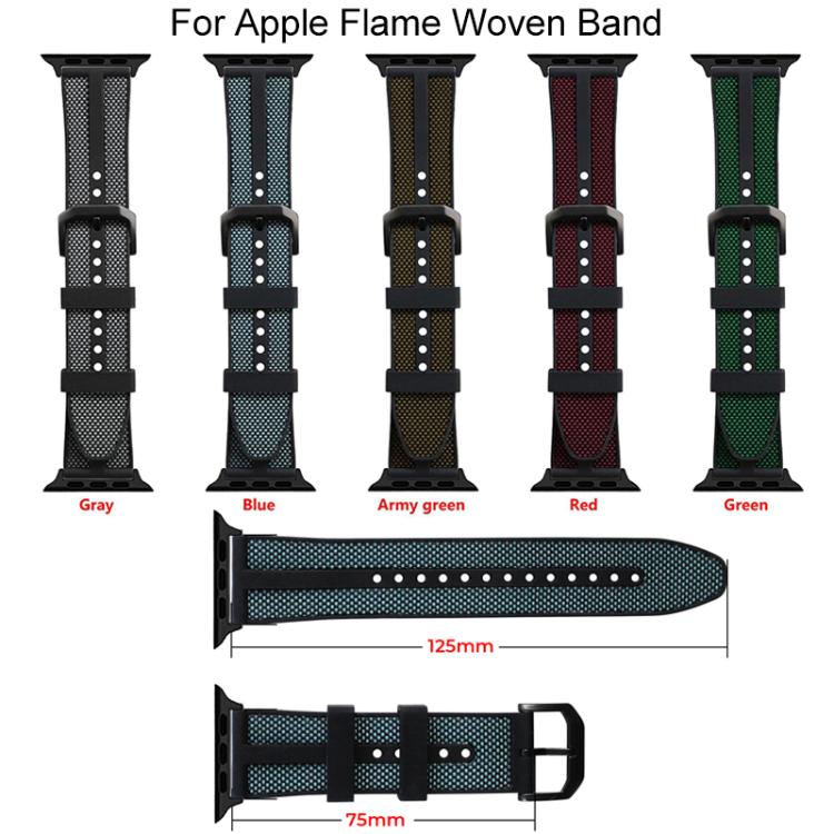 xDfind Flame Hybrid Nylon Braid Silicone Watch Band, For Apple Watch 42 / 44 / 45 / 46 / 49mm, For Apple Watch 38 / 40 / 41 / S11 42mm