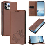 Strong Magnetic Dual Butterfly RFID Vegan Leather Phone Case, For iPhone 12 Pro Max, For iPhone 11 Pro Max, For iPhone 11, For iPhone 11 Pro
