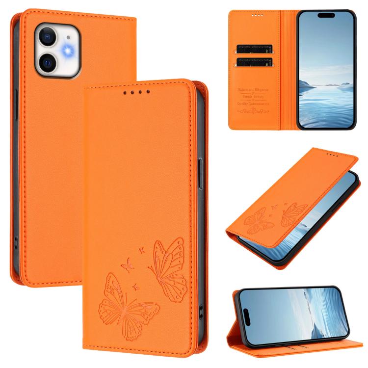 Strong Magnetic Dual Butterfly RFID Vegan Leather Phone Case, For iPhone 14 Pro Max, For iPhone 13 Pro Max, For iPhone 13 Pro, For iPhone 12 / 12 Pro