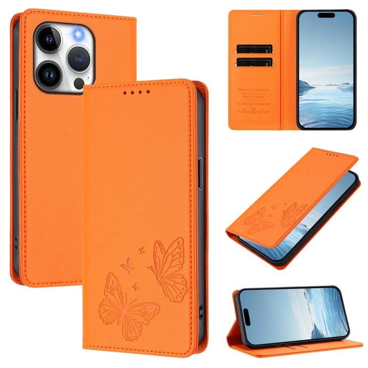 Strong Magnetic Dual Butterfly RFID Vegan Leather Phone Case, For iPhone 16, For iPhone 15 Pro Max, For iPhone 15 Pro, For iPhone 15 Plus