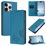 Strong Magnetic Dual Butterfly RFID Vegan Leather Phone Case, For iPhone Air, For iPhone 16 Pro Max, For iPhone 16 Pro, For iPhone 16 Plus