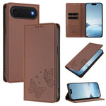 Strong Magnetic Dual Butterfly RFID Vegan Leather Phone Case, For iPhone Air, For iPhone 16 Pro Max, For iPhone 16 Pro, For iPhone 16 Plus
