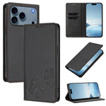 Strong Magnetic Dual Butterfly RFID Vegan Leather Phone Case, For iPhone 17e / 16e, For iPhone 17 Pro Max, For iPhone 17 Pro, For iPhone 17