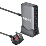YMX-1000W 1000W 8 x Type-C Ports and 2 x USB 10 Ports Digital Display Multi-functional Charger, AU Plug, EU Plug, UK Plug, US Plug
