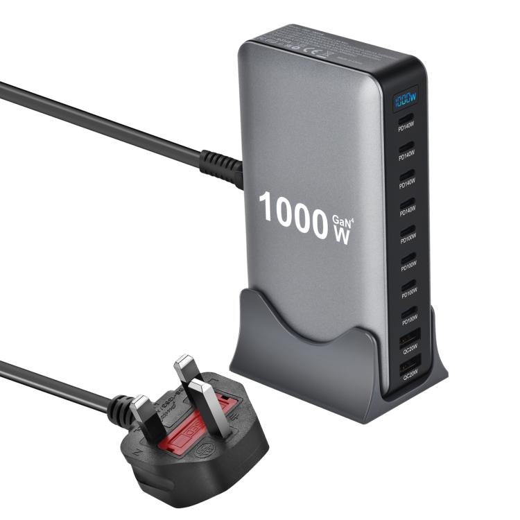 YMX-1000W 1000W 8 x Type-C Ports and 2 x USB 10 Ports Digital Display Multi-functional Charger, AU Plug, EU Plug, UK Plug, US Plug