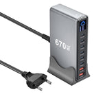 YMX-LCD670W 670W 6xType-C and 2xUSB GaN Digital Display Multi-Function Charger, AU Plug, EU Plug, UK Plug, US Plug